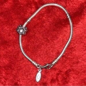 Pandora Silver Bracelet with Flower Charm